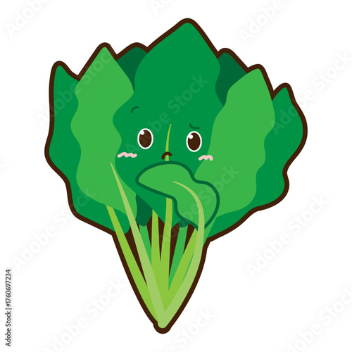 困った表情のほうれん草キャラクターイラスト