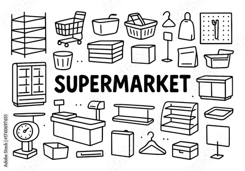 Supermarket Line Art