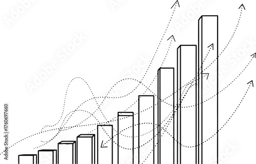 Dynamic visual representation of financial growth and data analysis, illustrating business progress and market trends effectively