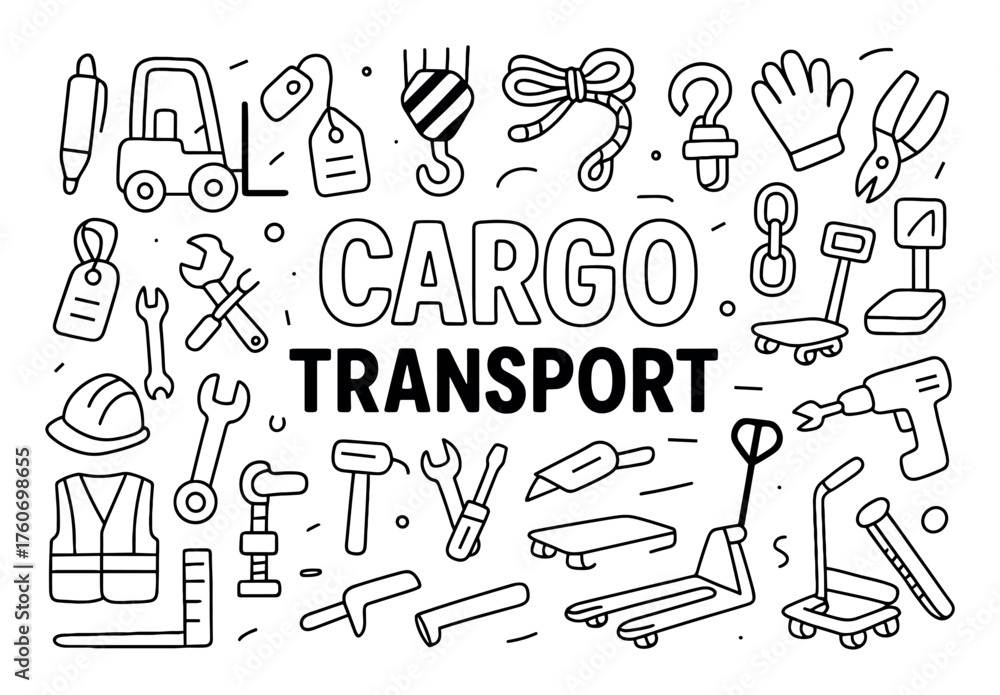Obraz premium Cargo Tools Doodle