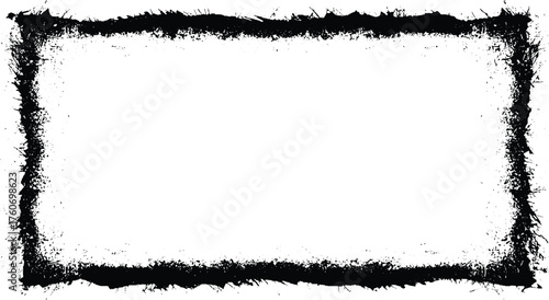 Abstract Black Ink Grunge Border Frame Vector Grunge frame border texture on isolate  vector design on transparent background.
