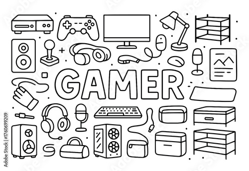Gamer Equipment Doodle