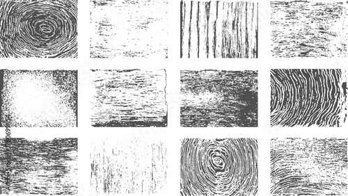 Large Pack of Grunge Wood and Concrete Distress set noise dots Textures Abstract white and black texture of a grunge vector design on transparent background.