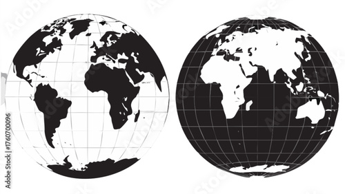 Striking world globe illustration featuring continents and latitude lines, perfect for global projects