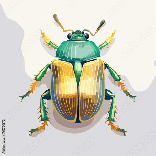 Käfer mit irisierenden grünen und goldenen Farben