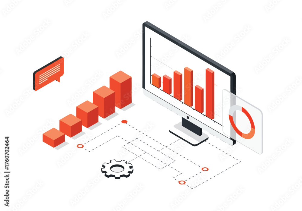 Fototapeta premium Analyzing Business Growth with Digital Technology and Data Visualization A Modern Approach