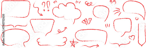 Hand-drawn speech bubbles arrows highlights check marks and emphasis marks for kids drawings