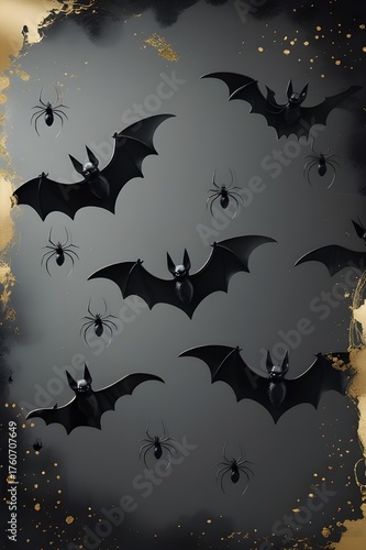Halloween background with bats darkness