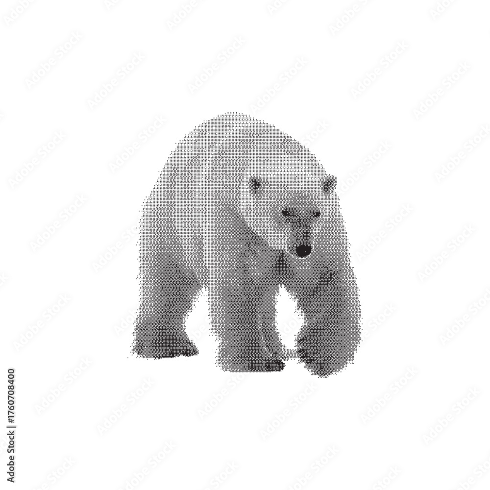Fototapeta premium Halftone Polar Bear Silhouette Illustration