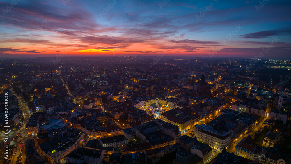 Naklejka premium Old Basilica in Poland at night