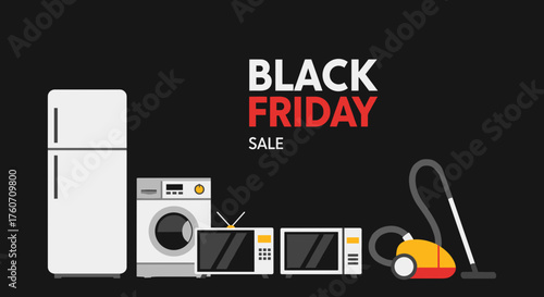 Black Friday Sale Home electronics and major appliances illustration