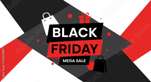 Black Friday Mega Sale vector background for retail promotions and big seasonal discounts