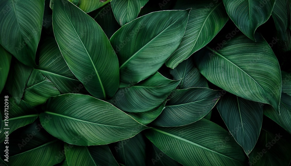 Obraz premium Dark Green Leaf Texture Natural Green Leaves Using As Nature Background Black Wallpaper Or Tropical Leaf Cover Page