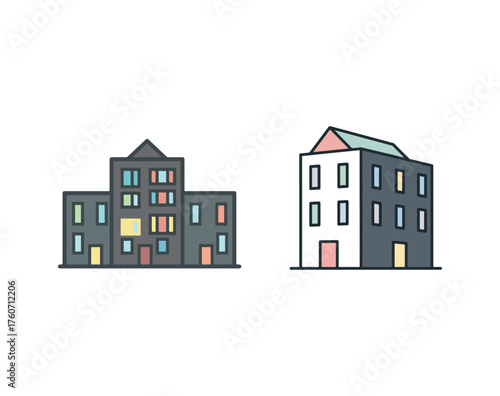 Modern Apartment Building Icon – Real Estate Vector, Generative Ai
