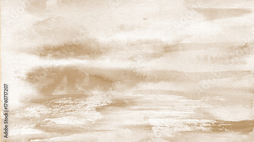 Beige Watercolor Wash Texture Background. Vintage Grainy Horizontal Textured Artistic Backdrop