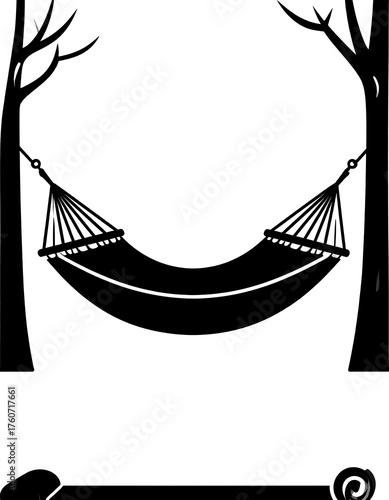 Hammock Relaxation - Silhouette of Leisure and Tranquility in Nature.