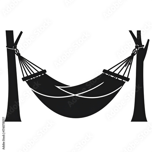Hammock Serenity - A Silhouette of Relaxation Between Trees.