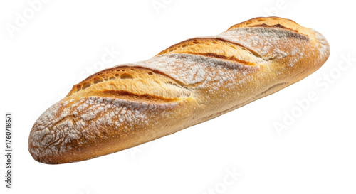 Delicious freshly baked French bread baguette isolated on a transparent background ready for design use