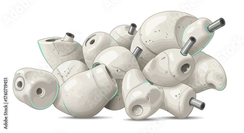 Pile of Earbuds Illustration of Modern Audio Technology and Sound