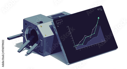 Creative Illustration of a Technological Device with a Progress Chart Display