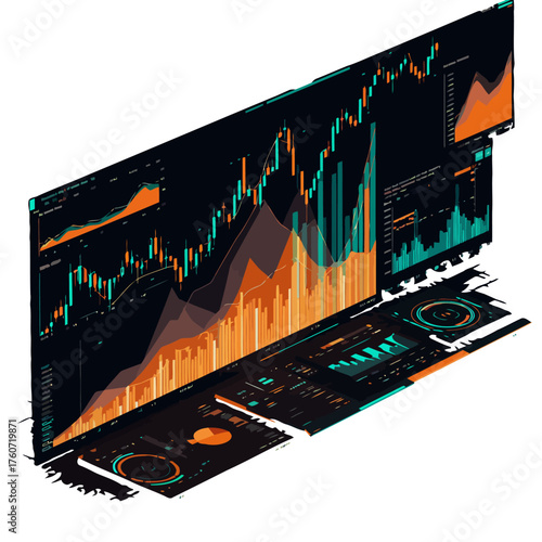 Data visualization of financial analytics and trading market insights