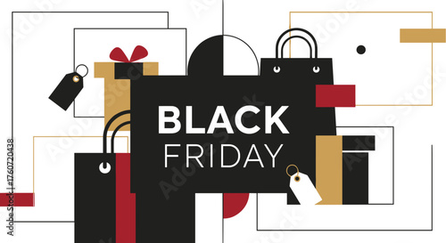 Abstract Black Friday shopping banner for massive sales and holiday discounts