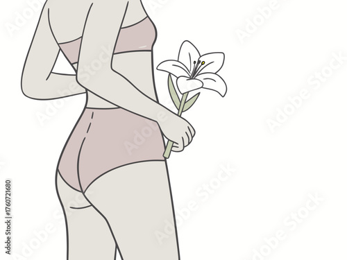 Periods of a young beautiful girl, these days, red days, menstruation, banner, hygiene, health care, women days, woman in menstrual panties Thrush