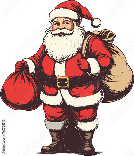 Hand drawn Santa Claus Christmas illustration vector