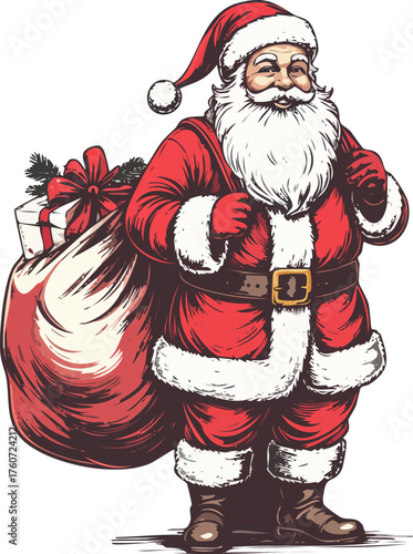 Hand drawn Santa Claus Christmas illustration vector