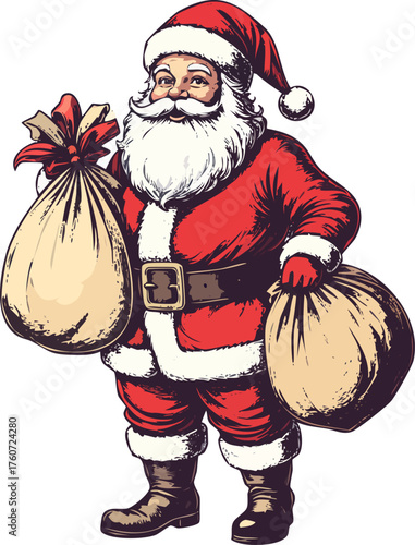 Hand drawn Santa Claus Christmas illustration vector