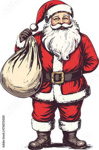 Hand drawn Santa Claus Christmas illustration vector