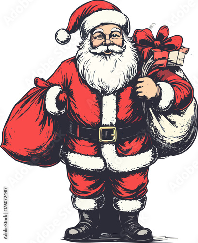Hand drawn Santa Claus Christmas illustration vector