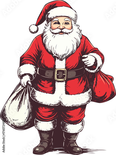 Hand drawn Santa Claus Christmas illustration vector