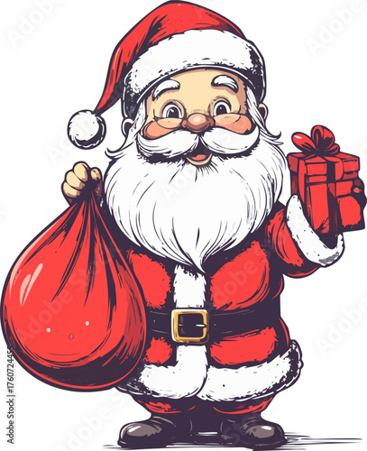 Hand drawn Santa Claus Christmas illustration vector