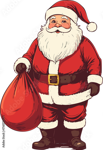 Hand drawn Santa Claus Christmas illustration vector
