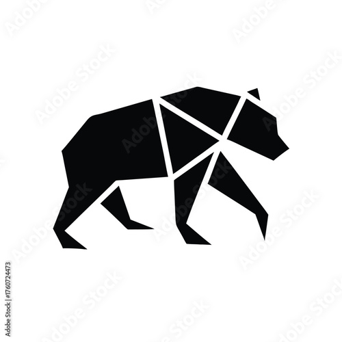 Geometric bear walking proudly in minimalist artistic design Vector illustration