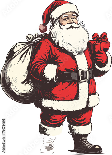 Hand drawn Santa Claus Christmas illustration vector