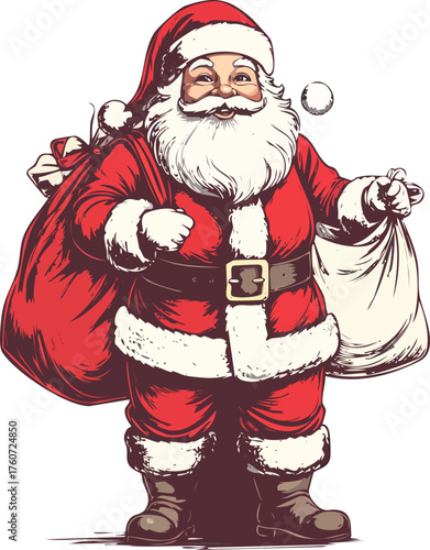Hand drawn Santa Claus Christmas illustration vector