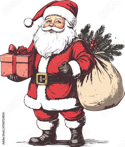 Hand drawn Santa Claus Christmas illustration vector