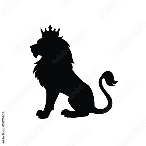 Proud lion seated on throne in a strong playful animated pose Vector illustration