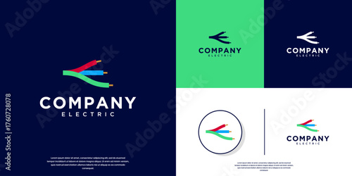 abstract electric cable logo, energy transfer symbol, services, vector design illustration.
