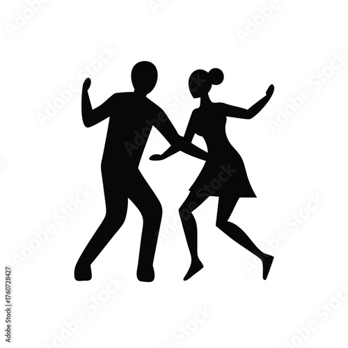 Loving couple dancing closely with joyful elegant animated motion Vector illustration