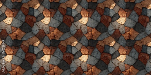 Cracked Metallic Pattern Geometric Distressed Foil with Texture