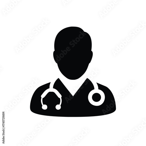 Doctor wearing stethoscope examining patient in a professional caring style Vector illustration