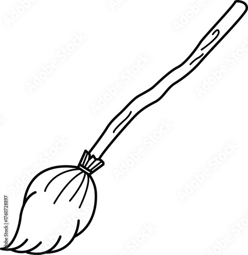 Cute halloween broom outline clipart with simple design perfect for spooky season decoration or magical themed projects