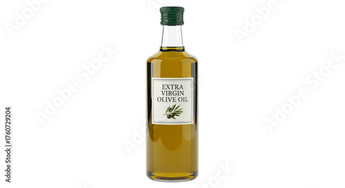 realistic photo of olive oil bottle isolated, transparent glass