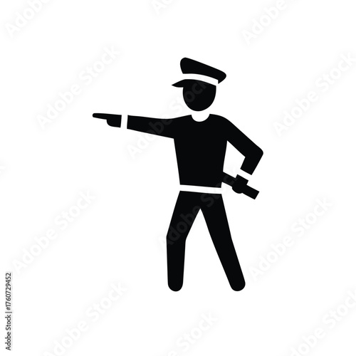 Police officer directing traffic in a busy street with confident authoritative stance Vector illustration