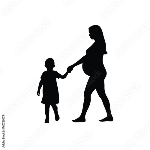 Pregnant mother with child sharing tender loving family moment Vector illustration