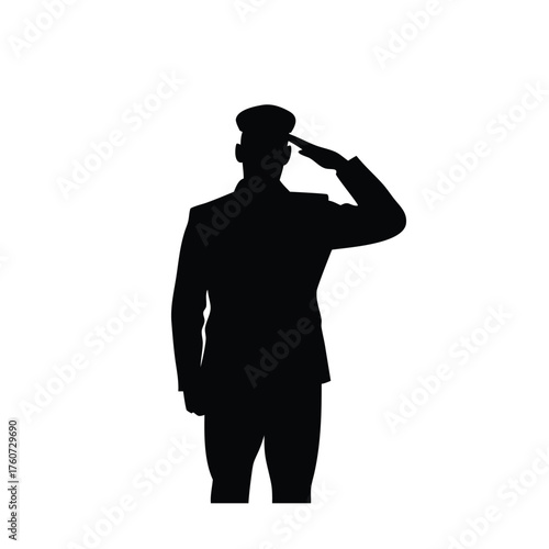 Soldier saluting proudly in uniform showing respect and honor Vector illustration