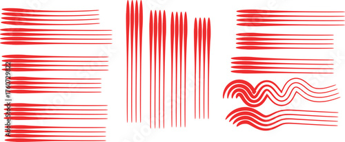 Set of hand drawn charcoal and ink brush stroke textures horizontal stripes grunge smears